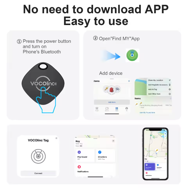 Mini Localizador de Llaves VOCOlinc – Dispositivo Anti-Pérdida Bluetooth